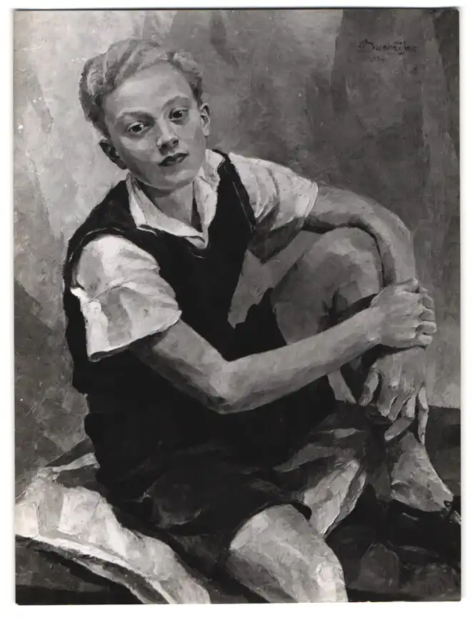 26 Fotografien Erna Wolff, München, Bildhauer bei der Arbeit im Atelier, Musikerin spielt Zither, Kunstmalerin & Gemälde 9