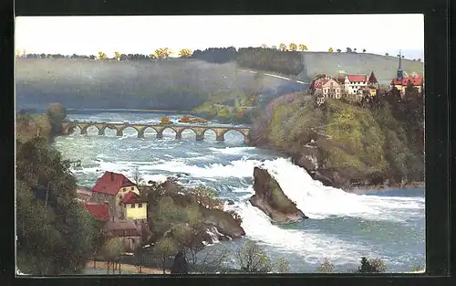 Künstler-AK Photochromie Nr.3021: Rheinfall mit Schloss Laufen