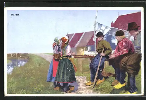 Künstler-AK Photochromie Nr.2966: Marken, Anwohner im Gespräch