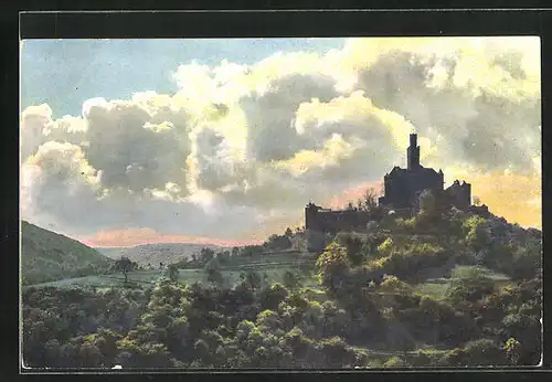 Künstler-AK Photochromie Nr.2439: Landschaftsbild mit Blick zu einer Burg
