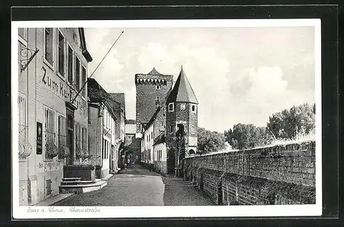 AK Zons a. Rhein, Partie mit Rheinstrasse