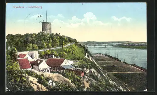 AK Graudenz / Grudziadz, Blick zum Schlossberg