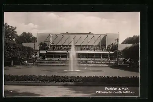 AK Frankfurt-Westend, Brunnen am Gesellschaftshaus im Palmengarten