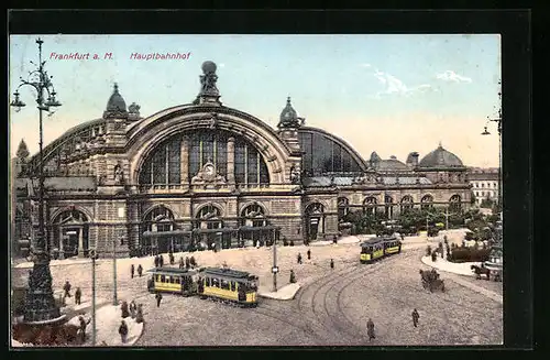 AK Frankfurt /Main, Strassenbahnverkehr am Hauptbahnhof