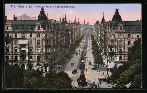 AK Frankfurt a.M., Kaiserstrasse mit Hauptbahnhof