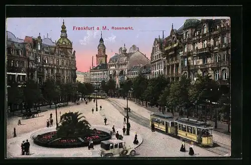 AK Frankfurt a.M., Strassenbahn auf dem Rossmarkt