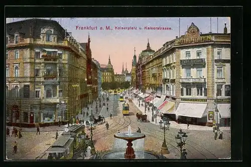 AK Frankfurt a.M., Kaiserplatz und Kaiserstrasse