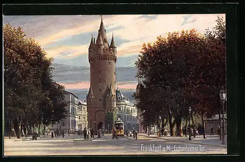 AK Frankfurt a.M., Blick zum Eschenheimer Tor