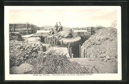 AK Betonunterstand mit davor liegendem Graben