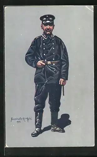 Künstler-AK Unteroffizier des Kraftfahr-Bat. 1914-1915