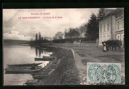 AK Le Bas-Coudray, Le bord de la Seine