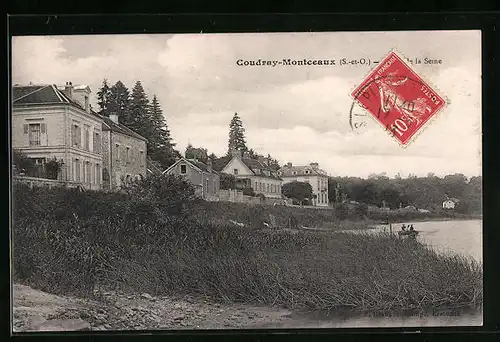 AK Coudray-Montceaux, Ortspartie an der Seine