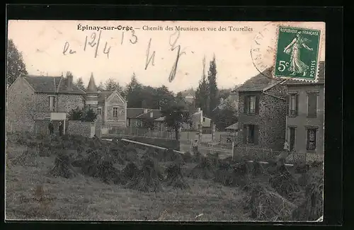 AK Èpinay-sur-Orge, Chemin des Meuniers et vue des Tourelles