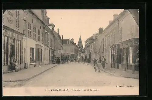 AK Milly, Grande-Rue et la Poste