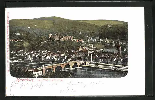 AK Heidelberg, Ortsansicht vom Philosophenweg