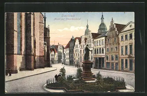 AK Osnabrück, Markt mit Stüve-Denkmal