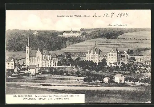 AK Waldbreitbach, Ortsansicht mit St. Josefshaus und Sanatorium