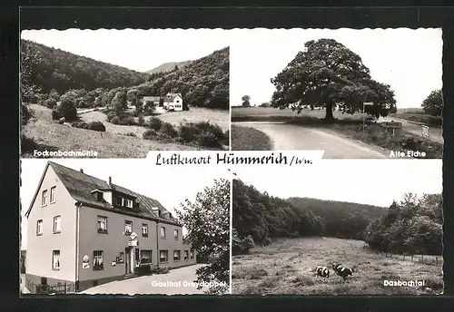 AK Hümmerich / Westerwald, Fockenbachmühle, Alte Eiche, Gasthof Dreydoppel und Dasbachtal