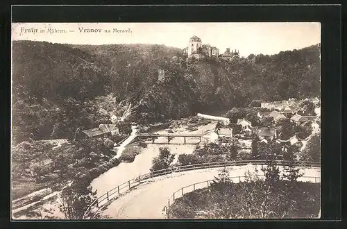 AK Vranov nad Dyjí, Ortsansicht aus der Vogelschau