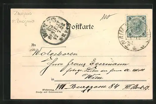 AK Znaim, Ortsansicht mit Burg und Brauhaus