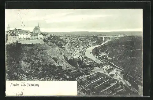 AK Znaim, Ortsansicht vom Pöltenberg aus gesehen