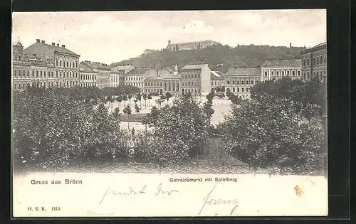 AK Brünn / Brno, Getreidemarkt mit Spielberg