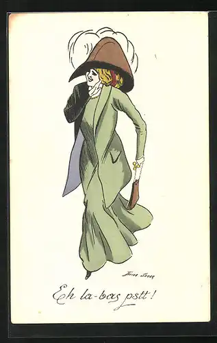 Künstler-AK Xavier Sager: Junge Frau im tollen Outfit