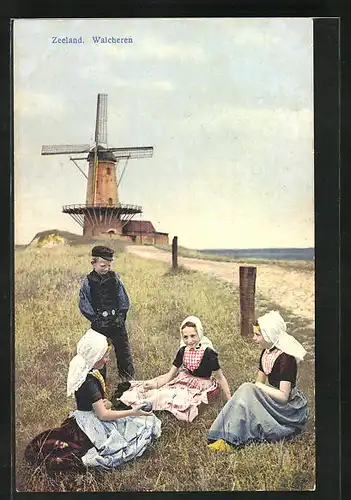 Künstler-AK Photochromie Nr.2965: Zeeland, Walcheren, Windmühle