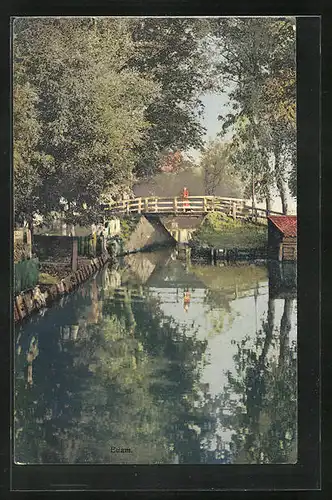 Künstler-AK Photochromie Nr.2949: Brücke über einen Teich