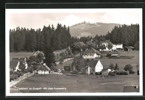 AK Carlsfeld im Erzgeb., Ortsansicht mit dem Auersberg