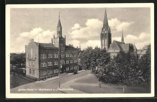 AK Bitterfeld, Rathaus und Stadtkirche