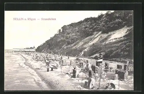 AK Sellin auf Rügen, Strandleben