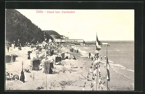 AK Sellin auf Rügen, Strand beim Familienbad