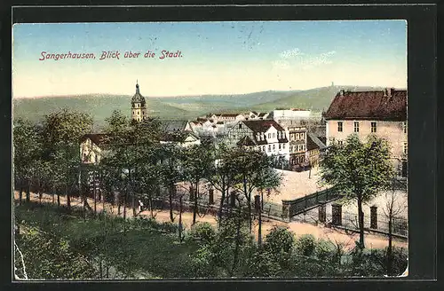 AK Sangerhausen, Blick über die Stadt aus der Vogelschau