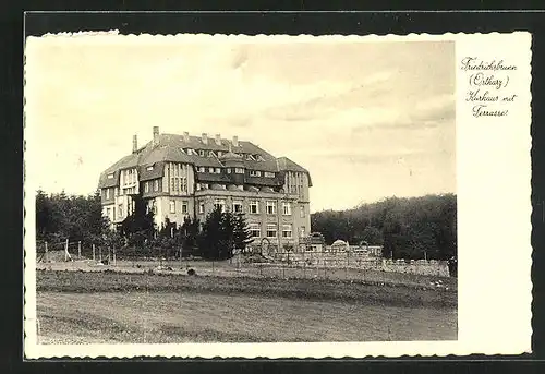 AK Friedrichsbrunn (Ostharz), Kurhaus mit Terrasse