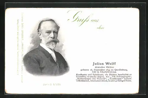 AK Deutscher Dichter Julius Wolff, Portrait