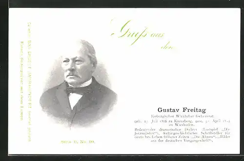 AK Gustav Freitag im Portrait, Koburgischer Wirklicher Geheimrat