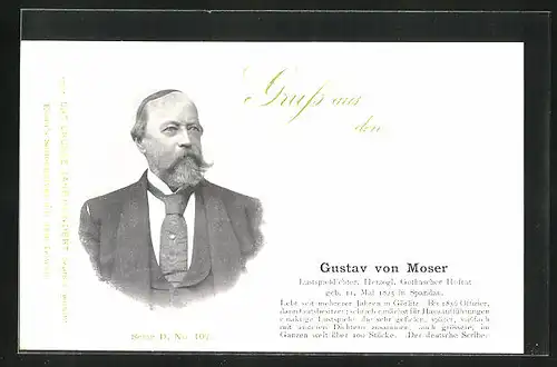 AK Lustspieldichter Gustav von Moser im Portrait