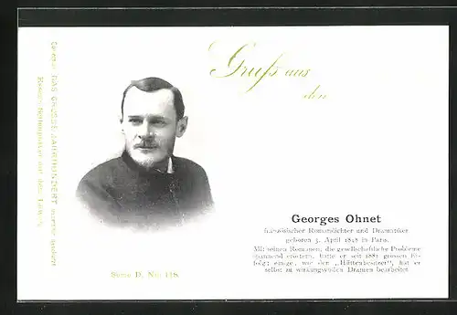 AK Georges Ohnet im Portrait, französischer Romandichter & Dramatiker