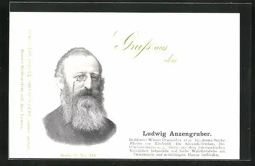 AK Wiener Dramatiker Ludwig Anzengruber im Portrait