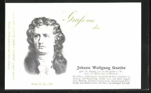 AK Dichter Johann Wolfgang von Goethe, genialster und vielseitigster deutscher Dichter