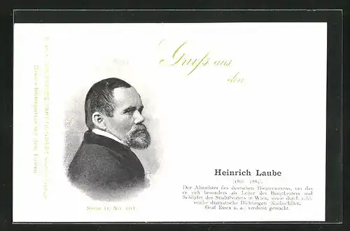 AK Portrait von Heinrich Laube, Altmeister des deutschen Theaterwesen
