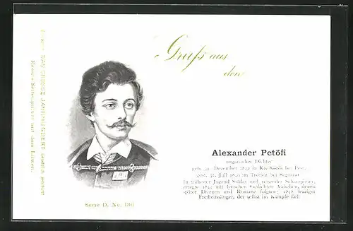 AK Ungarischer Dichter Alexander Petöfi uniformiert im Portrait