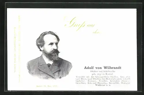 AK Dichter & Schriftsteller Adolf von Wilbrandt im Portrait