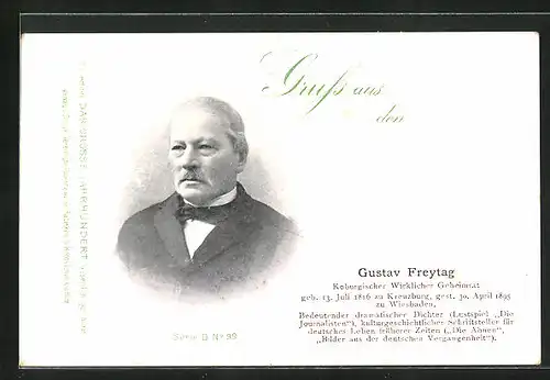 AK Dramatiker Gustav Freytag im Portrait