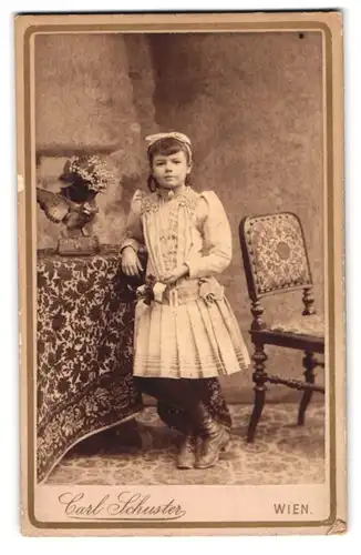 Fotografie Carl Schuster, Wien, Josefstädterstrasse 23, Portrait junges Mädchen im Kleid