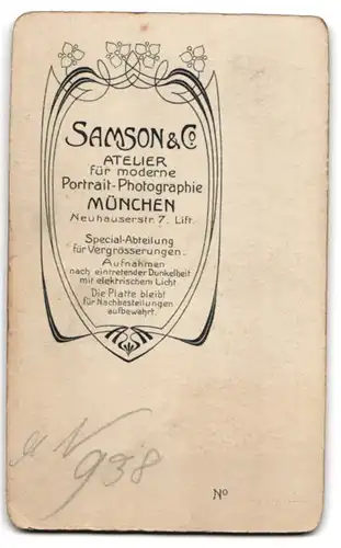 Fotografie Samson & Co., München, Neuhauserstrasse 7, Portrait hübscher Knabe und Schwesterchen in modischer Kleidung