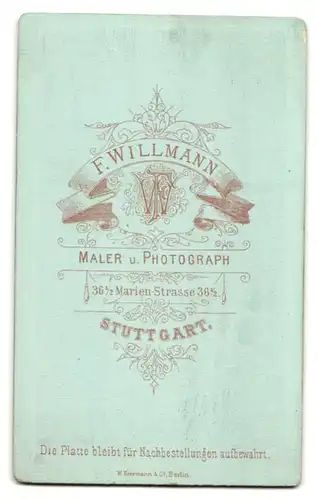 Fotografie F. Willmann, Stuttgart, Mann mit vollem Haar und Bart