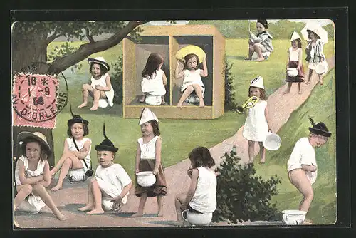 AK Kinder auf dem Pott, Toilettenhumor