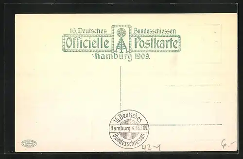 AK Hamburg, 16. Bundesschiessen 1909, Festzug, Jagdgruppe